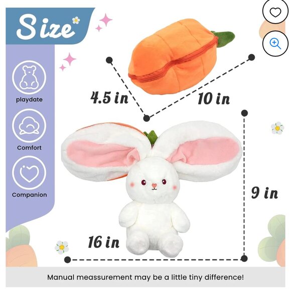 Plush Strawberry Rabbit & Carrot Rabbit Zip Up for Fruit Unzip for Rabbit - Picture 14 of 16